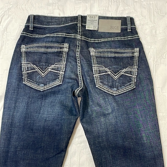 NWT’s Mens BKE ALEC Straight Leg Slim Fit Low Rise Dark Wash Jeans Size 31L - Picture 1 of 13